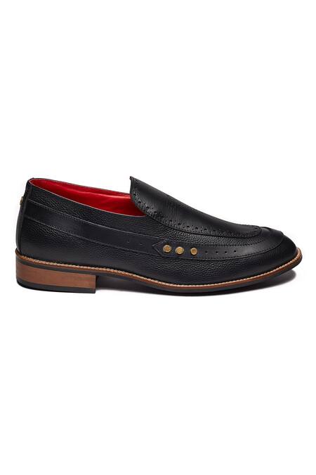 Buy_Banjaaran Studio_Black Brogue Nizam Loafers_Online_at_Aza_Fashions