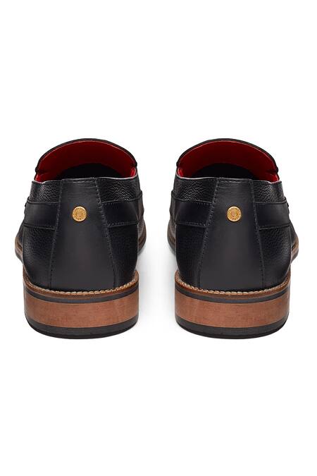 Shop_Banjaaran Studio_Black Brogue Nizam Loafers_Online_at_Aza_Fashions