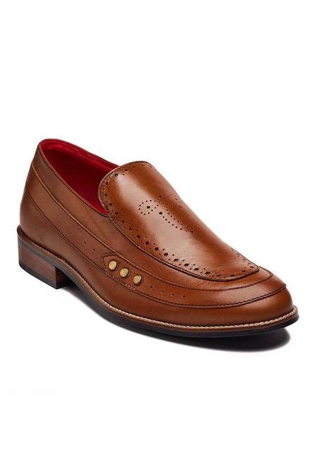 Banjaaran Studio Brown Brogue Nizam Design Loafers Online at Aza Fashions Banjaaran Studio_Brown Brogue Nizam Design Loafers_Online_at_Aza_Fashions