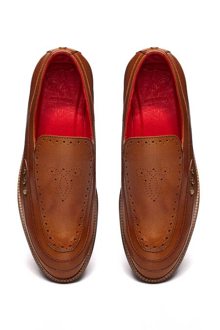Shop Banjaaran Studio Brown Brogue Nizam Design Loafers at Aza Fashions Shop_Banjaaran Studio_Brown Brogue Nizam Design Loafers_at_Aza_Fashions