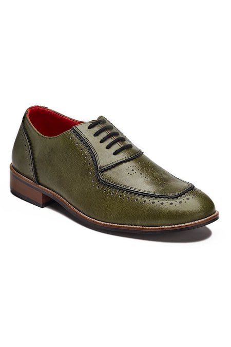 Banjaaran Studio_Green Brogue Maharaja Shoes_Online_at_Aza_Fashions