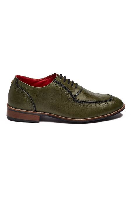 Buy_Banjaaran Studio_Green Brogue Maharaja Shoes_Online_at_Aza_Fashions