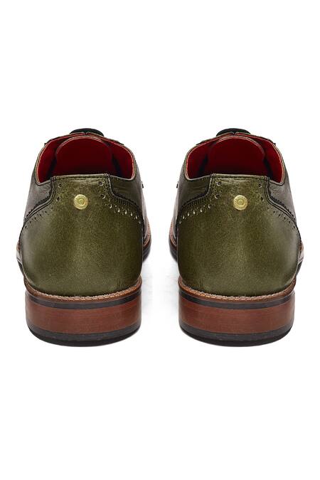 Shop_Banjaaran Studio_Green Brogue Maharaja Shoes_Online_at_Aza_Fashions