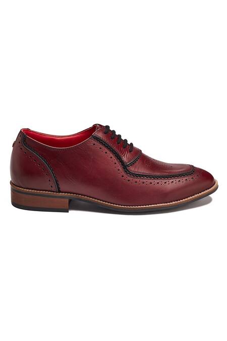 Buy_Banjaaran Studio_Red Brogue Maharaja Majestic Shoes_Online_at_Aza_Fashions