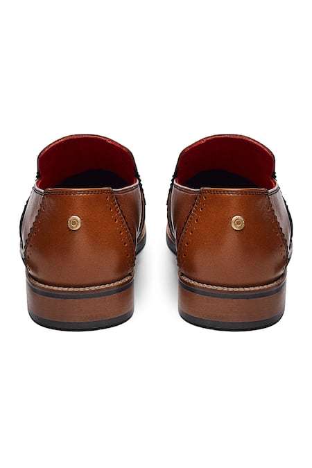 Shop_Banjaaran Studio_Brown Brogue Wazir Loafers _Online_at_Aza_Fashions