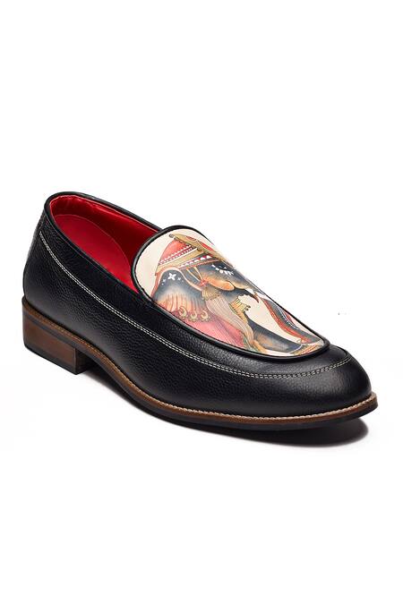 Banjaaran Studio Black Print Gaja Guardian Titan Loafers Online at Aza Fashions Banjaaran Studio_Black Print Gaja Guardian Titan Loafers_Online_at_Aza_Fashions