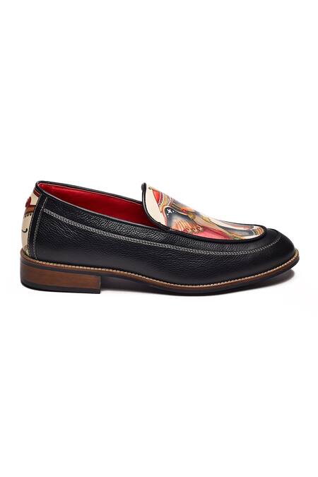 Buy Banjaaran Studio Black Print Gaja Guardian Titan Loafers Online at Aza Fashions Buy_Banjaaran Studio_Black Print Gaja Guardian Titan Loafers_Online_at_Aza_Fashions