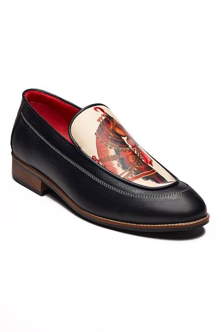 Banjaaran Studio Black Print Asva The Divine Steed Loafers Online at Aza Fashions Banjaaran Studio_Black Print Asva The Divine Steed Loafers_Online_at_Aza_Fashions
