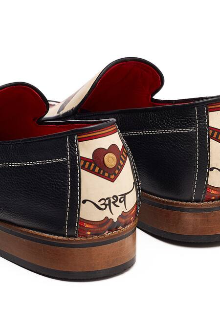 Shop Banjaaran Studio Black Print Asva The Divine Steed Loafers Online at Aza Fashions Shop_Banjaaran Studio_Black Print Asva The Divine Steed Loafers_Online_at_Aza_Fashions