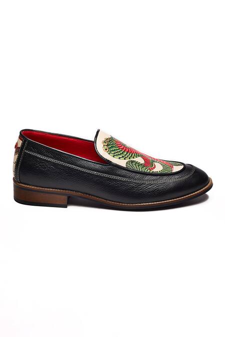 Buy Banjaaran Studio Black Print Naag The Mystical Serpent Loafers Online at Aza Fashions Buy_Banjaaran Studio_Black Print Naag The Mystical Serpent Loafers_Online_at_Aza_Fashions