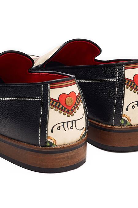 Shop Banjaaran Studio Black Print Naag The Mystical Serpent Loafers Online at Aza Fashions Shop_Banjaaran Studio_Black Print Naag The Mystical Serpent Loafers_Online_at_Aza_Fashions