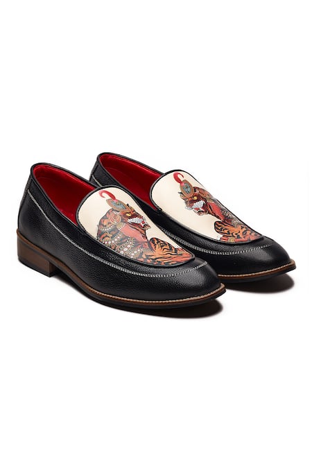 Banjaaran Studio Black Print Simha The Regal Protector Loafers 