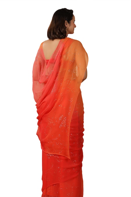 Buy Geroo Jaipur Orange Chiffon Mukaish Jaal Embroidered Saree With Unstitched Blouse Piece Online at Aza Fashions Buy_Geroo Jaipur_Orange Chiffon Mukaish Jaal Embroidered Saree With Unstitched Blouse Piece _Online_at_Aza_Fashions