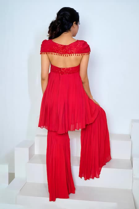 Vedika Soni Hand Embroidered Peplum Kurta Set With Cape 