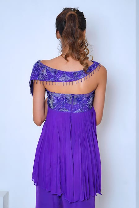 Vedika Soni Asymmetric Tiered Peplum Kurta Sharara Set 