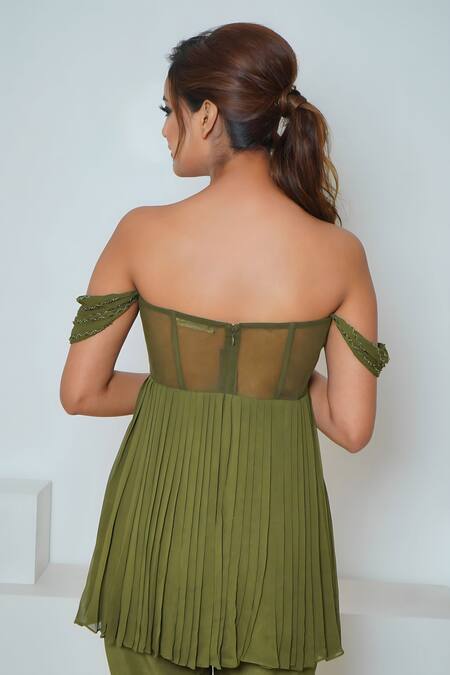 Vedika Soni Hand Embroidered Corset Peplum Kurta With Sharara 