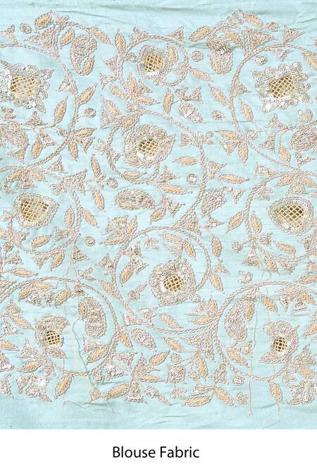 Buy_Anamika Khanna_Blue Sequins Mukaish Embroidered Saree With Unstitched Blouse Piece _Online_at_Aza_Fashions