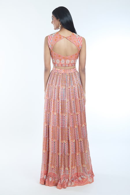 Aisha Rao Printed Zari Work Lehenga Set 