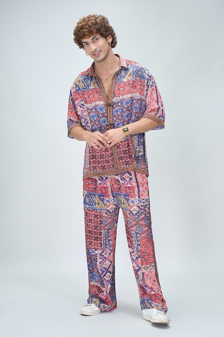 Shop Nikita Mhaisalkar X AZA Multi Color Georgette Embroidery Fleur Carpet Print Shirt With Pant Online at Aza Fashions Shop_Nikita Mhaisalkar X AZA_Multi Color Georgette Embroidery Fleur Carpet Print Shirt With Pant _Online_at_Aza_Fashions