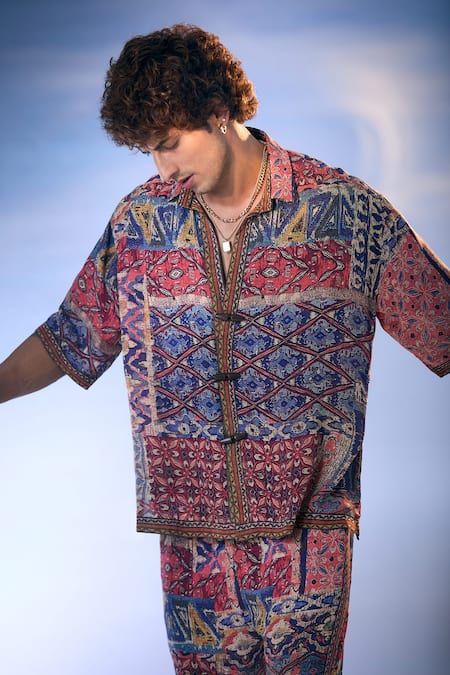 Nikita Mhaisalkar X AZA Multi Color Georgette Embroidery Fleur Carpet Print Shirt With Pant at Aza Fashions Nikita Mhaisalkar X AZA_Multi Color Georgette Embroidery Fleur Carpet Print Shirt With Pant _at_Aza_Fashions