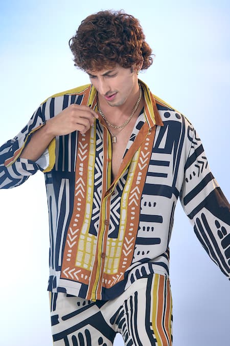 Shop_Nikita Mhaisalkar X AZA_Black Georgette Abstract Maze Print Shirt With Pant 