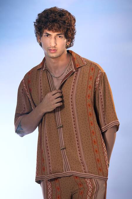 Buy Nikita Mhaisalkar X AZA Orange Georgette Prism Bloom Print Shirt With Pant Buy_Nikita Mhaisalkar X AZA_Orange Georgette Prism Bloom Print Shirt With Pant