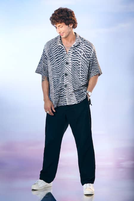 Shop_Nikita Mhaisalkar X AZA_Black Kota Doria Byzantine Print Knit Shirt 