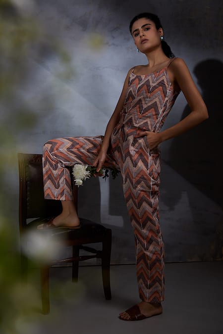 Buy Shikha Malik Peach Silk, Chanderi Embroidery, Zari Chandani Raatien Detailed Kurta Pant Set Online at Aza Fashions Buy_Shikha Malik_Peach Silk, Chanderi Embroidery, Zari Chandani Raatien Detailed Kurta Pant Set _Online_at_Aza_Fashions