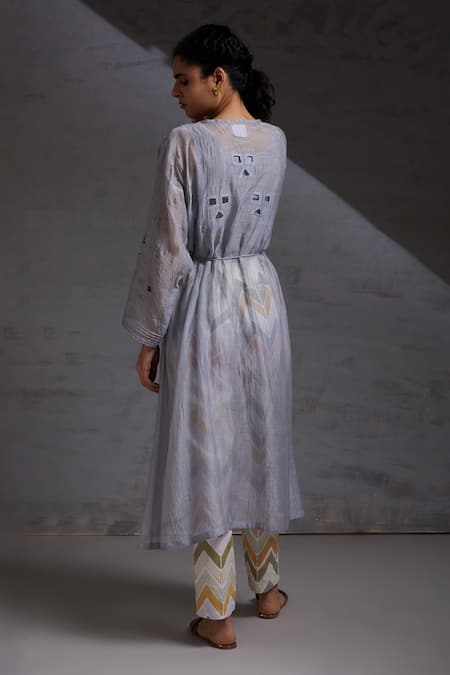 Shop Shikha Malik Grey , , Cut Utar Chadav Detailed Jacket Pant Set at Aza Fashions Shop_Shikha Malik_Grey , , Cut Utar Chadav Detailed Jacket Pant Set _at_Aza_Fashions