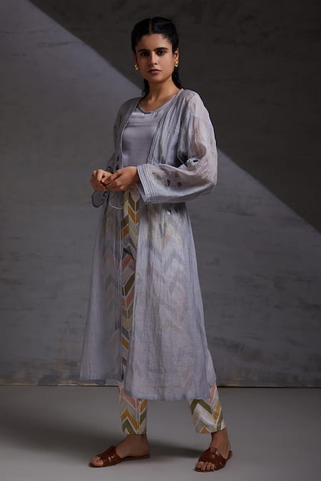 Shikha Malik Grey , , Cut Utar Chadav Detailed Jacket Pant Set Online at Aza Fashions Shikha Malik_Grey , , Cut Utar Chadav Detailed Jacket Pant Set _Online_at_Aza_Fashions