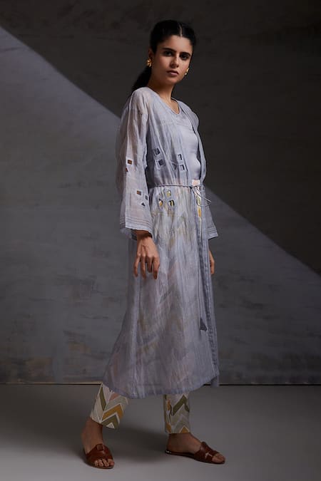 Shop Shikha Malik Grey , , Cut Utar Chadav Detailed Jacket Pant Set Online at Aza Fashions Shop_Shikha Malik_Grey , , Cut Utar Chadav Detailed Jacket Pant Set _Online_at_Aza_Fashions