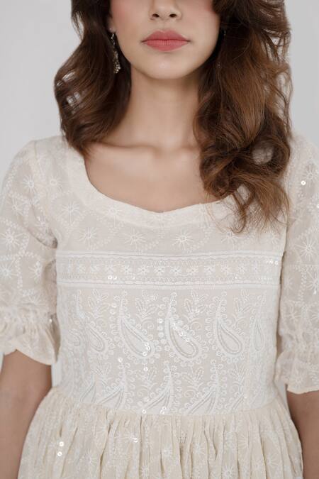 Buy_Suti Kapda_Off White Rayon Embroidery Sequin Round Paisley Anarkali _Online_at_Aza_Fashions