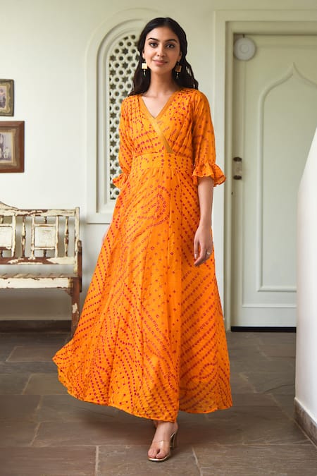 SUTI KAPDA Bandhej Print Dress 