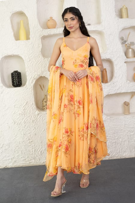 SUTI KAPDA Floral Print Anarkali With Dupatta 