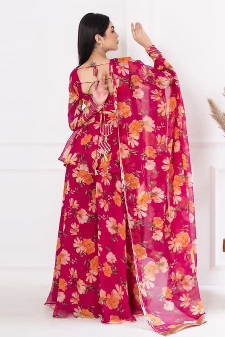 Suti Kapda Chiffon Printed Lehenga Set 