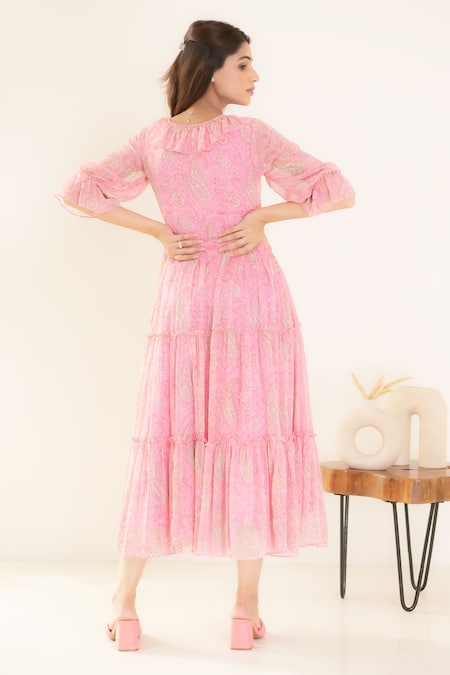 Suti Kapda Floral Paisley Print Dress 