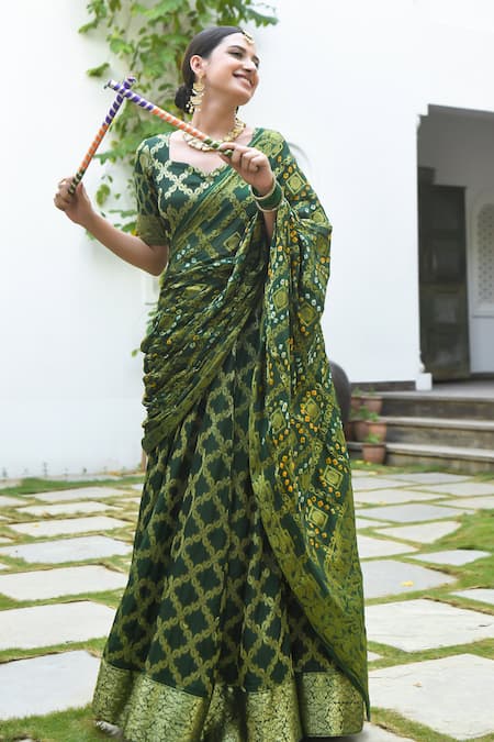 Shop Suti Kapda Green Brocade, Silk Embroidery, Sequins Woven Paisley Checkered Lehenga Set Online at Aza Fashions Shop_Suti Kapda_Green Brocade, Silk Embroidery, Sequins Woven Paisley Checkered Lehenga Set _Online_at_Aza_Fashions
