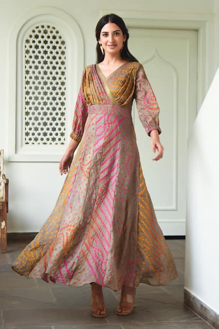 SUTI KAPDA Bandhej Pattern Anarkali 