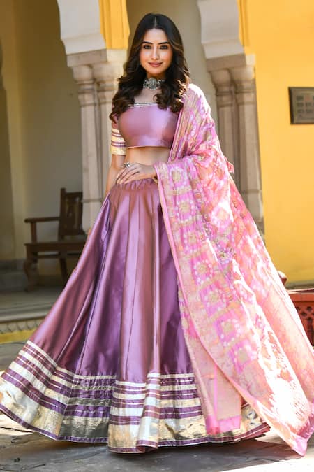 Suti Kapda Lace Border Lehenga Set 
