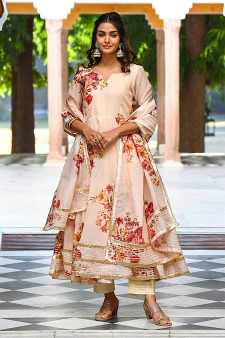SUTI KAPDA Floral Print Anarkali Pant Set 