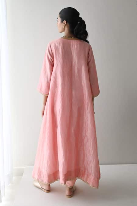 Shorshe Clothing Zardozi Yoke Embroidered Kurta & Pant Set 