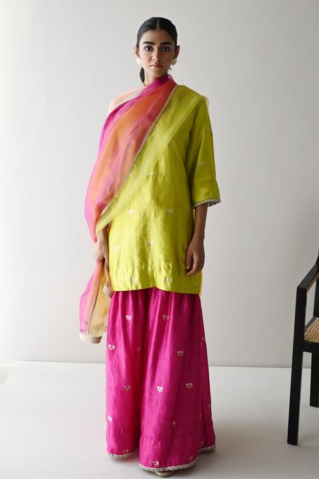 Buy_Shorshe Clothing_Multi Color Organza Lace Border Embellished Dupatta _Online_at_Aza_Fashions