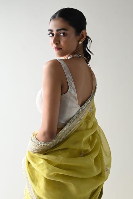 Shorshe Clothing Sati Chanderi Silk & Tissue Hand Embroidered Saree 