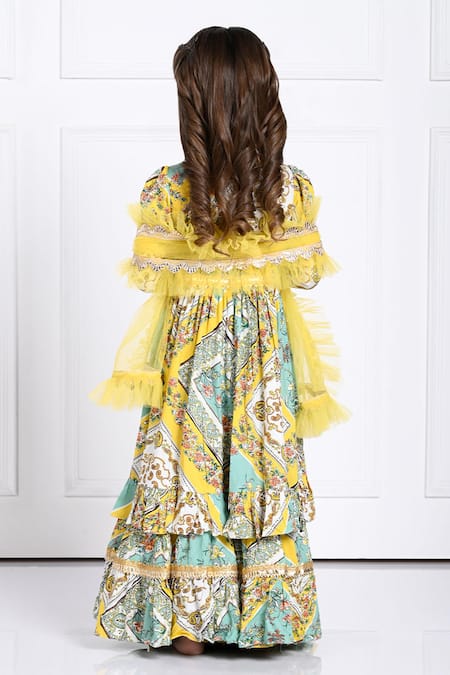 The Pony & Peony Co. Aariana Floral Print Anarkali Sharara Set 