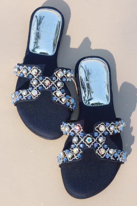 Phenominaal Sapphire Hand Embroidered Sandals 