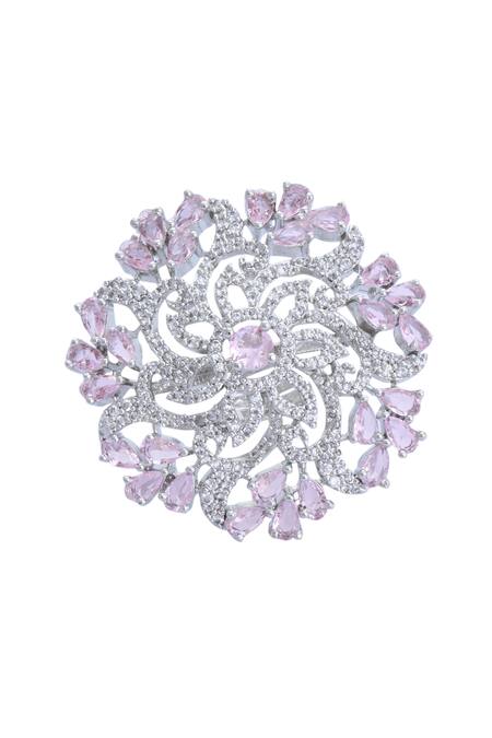 Moh-Maya By Disha Khatri_Silver Plated Zari Zircon Studded Ring _at_Aza_Fashions