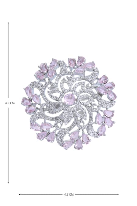 Buy_Moh-Maya By Disha Khatri_Silver Plated Zari Zircon Studded Ring 