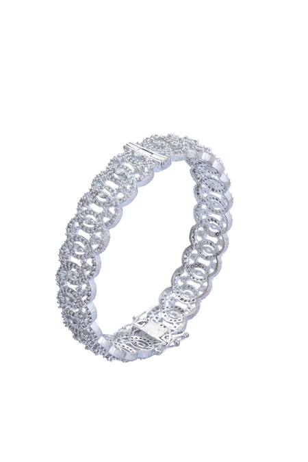 Buy Moh-Maya By Disha Khatri Silver Plated Zari, Diamonds Moissanite And Zircon Bangles Set Buy_Moh-Maya By Disha Khatri_Silver Plated Zari, Diamonds Moissanite And Zircon Bangles Set