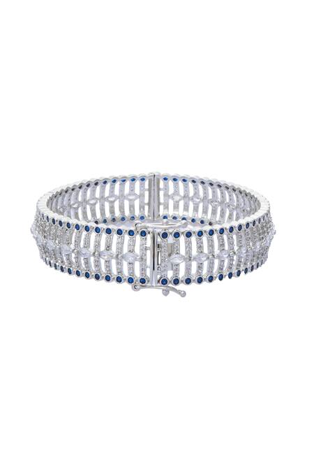 Moh-Maya By Disha Khatri Silver Plated Zari, Diamonds Moissanite Zircon Embellished Bangles - Set Of 2 Online at Aza Fashions Moh-Maya By Disha Khatri_Silver Plated Zari, Diamonds Moissanite Zircon Embellished Bangles - Set Of 2 _Online_at_Aza_Fashions