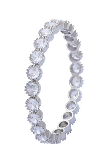 Moh-Maya By Disha Khatri Silver Plated Zari, Stones Zircon And Moissanite Studded Bangles - Set Of 2 Online at Aza Fashions Moh-Maya By Disha Khatri_Silver Plated Zari, Stones Zircon And Moissanite Studded Bangles - Set Of 2 _Online_at_Aza_Fashions